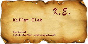 Kiffer Elek névjegykártya